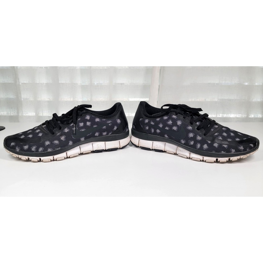 Women Nike sz 9 Free 5.0 Cheetah Animal Print Black Gray Running Shoes 695168003